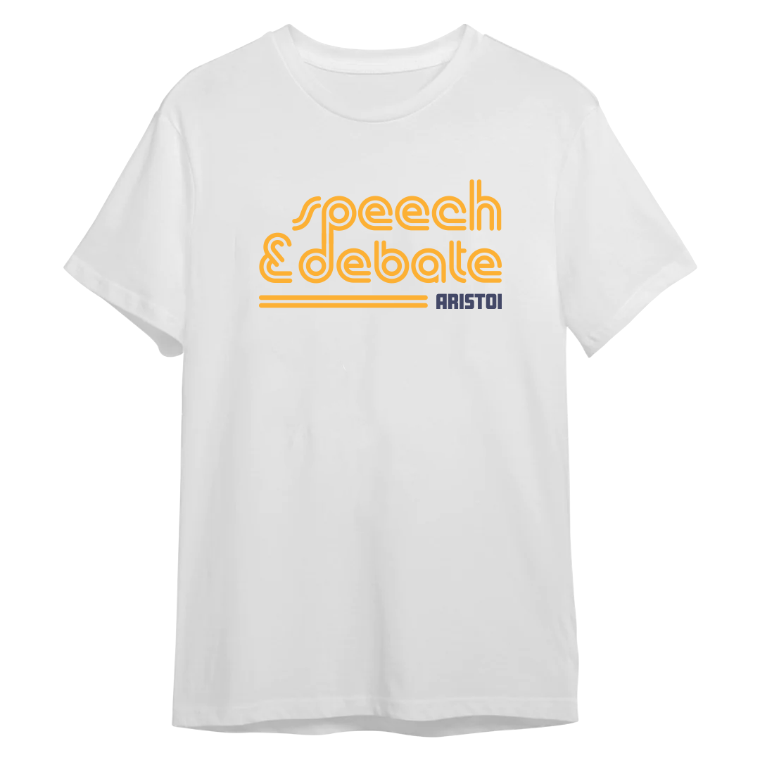 Speech & Debate white tee mockup