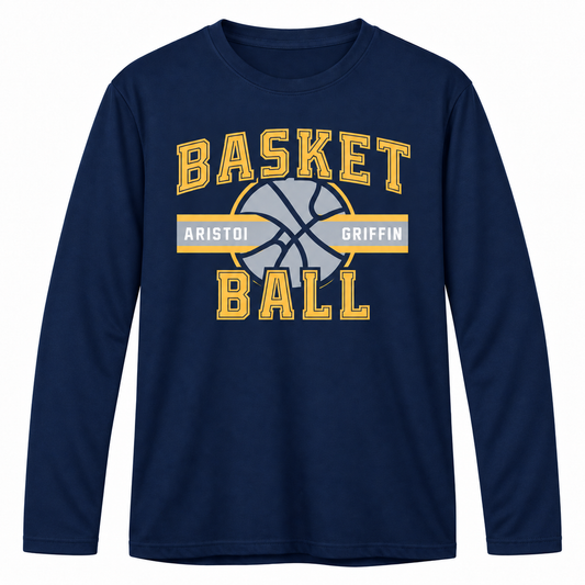 Basketball navy long sleeve performance tee
