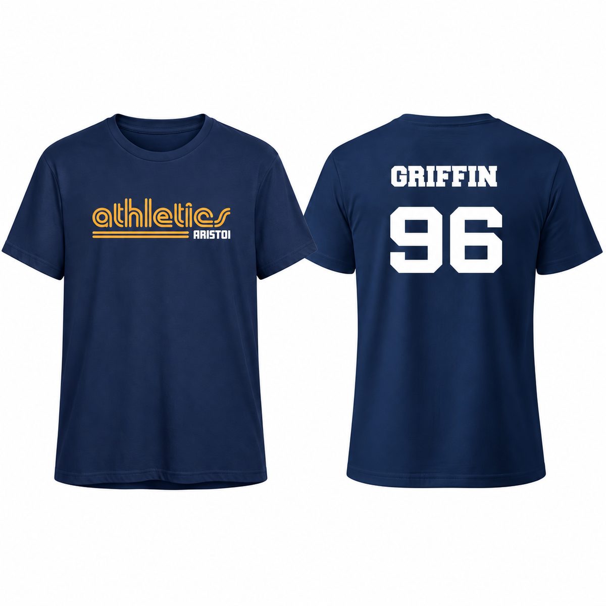 Aristoi Athletics custom name and number tee front and back