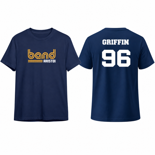 Aristoi band custom name and number tee front and back