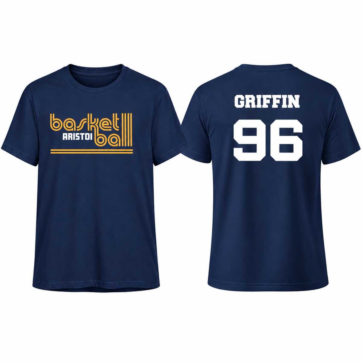 Aristoi Basketball custom name and number tee front and back