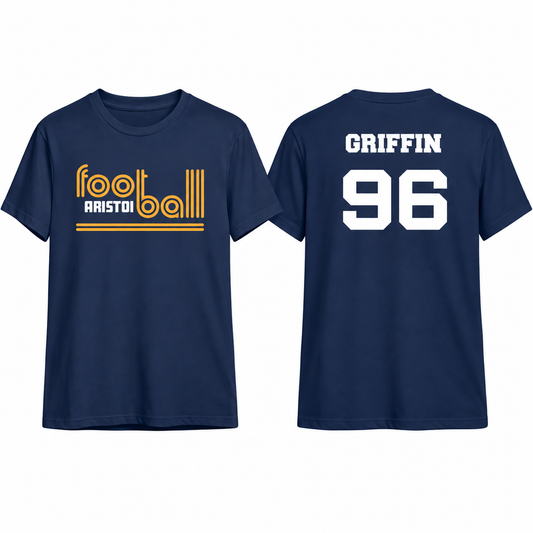 Aristoi football custom name and number tee front and back