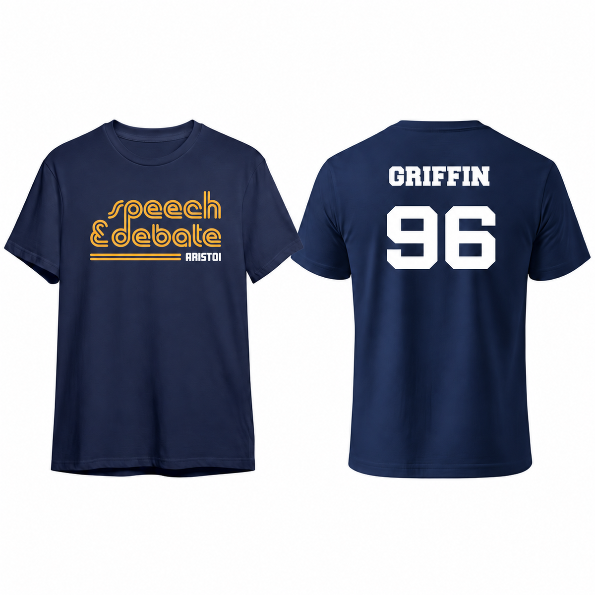 Speech and Debate custom name and number front and back
