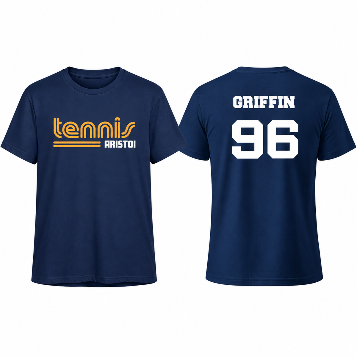 Aristoi Tennis custom name and number tee front and back