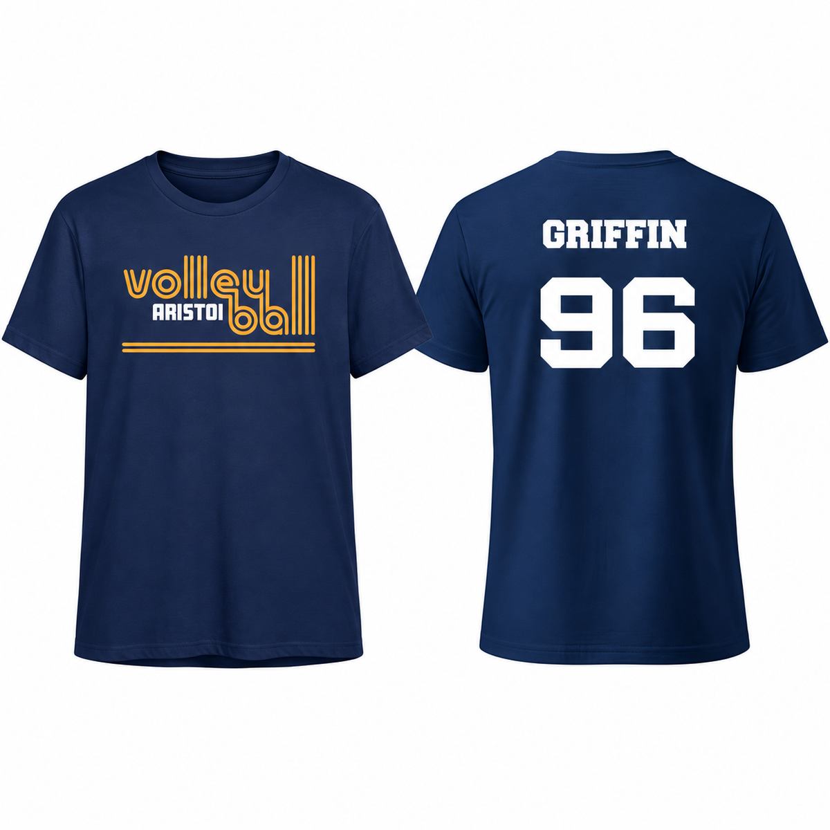 Aristoi volleyball custom name and number tee front and back